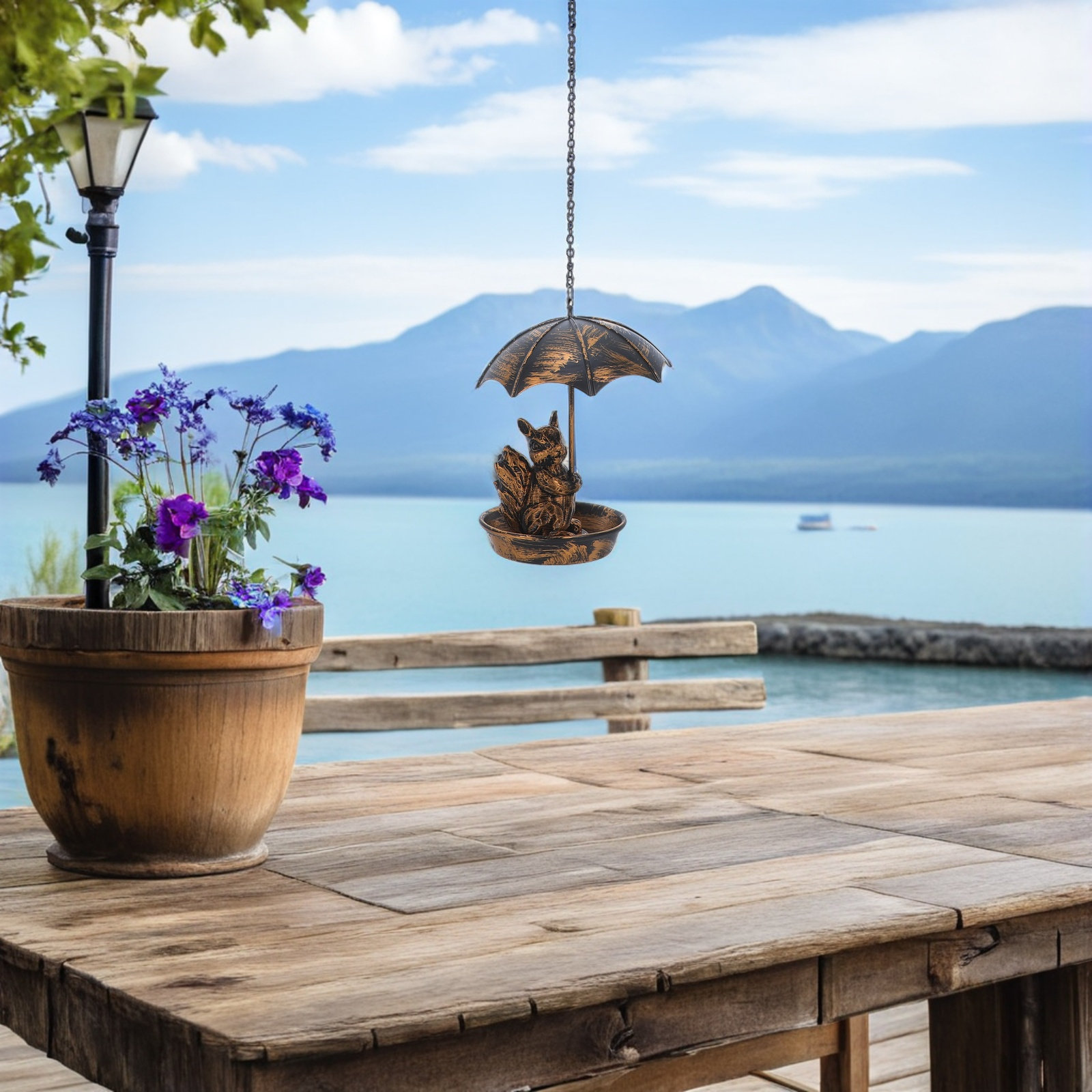 Garden Weather Station - Resistente Mangiatoia per Uccelli in Metallo
